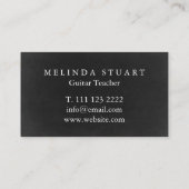Modern minimalistisch chic Musician Guitar Teacher Visitekaartje (Achterkant)