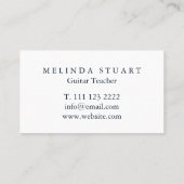 Modern minimalistisch chic Musician Guitar Teacher Visitekaartje (Achterkant)