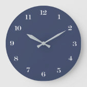 Modern minimalistisch chic Navy Blue en White Grote Klok (Voorkant)