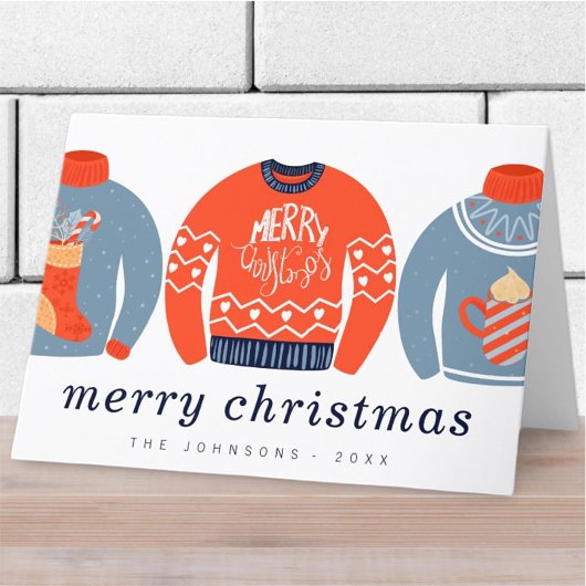 Modern minimalistisch Chic Ugly Gebreet Sweater Feestdagen Kaart