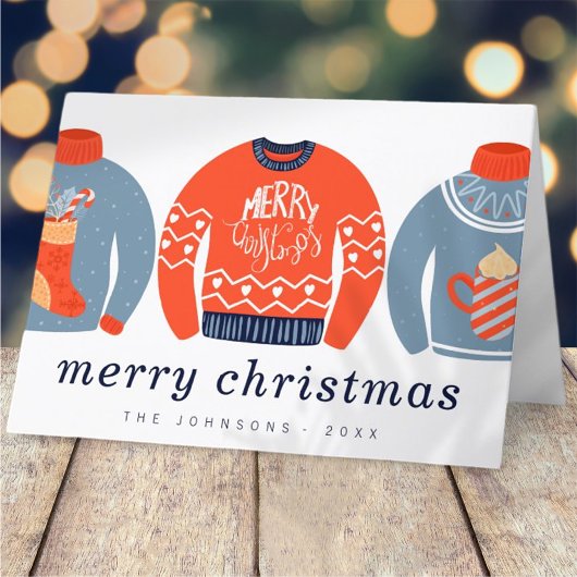 Modern minimalistisch Chic Ugly Gebreet Sweater Feestdagen Kaart