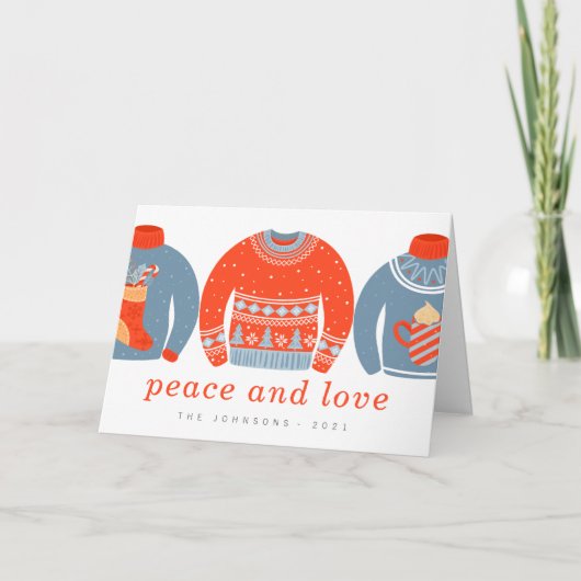 Modern minimalistisch Chic Ugly Gebreet Sweater Feestdagen Kaart (Voorkant)