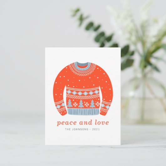 Modern minimalistisch Chic Ugly Gebreet Sweater Feestdagenkaart (Staand voorkant)