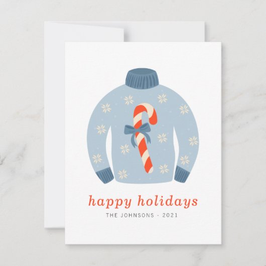 Modern minimalistisch Chic Ugly Gebreet Sweater Feestdagenkaart (Voorkant)