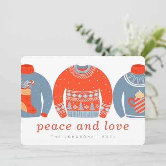 Modern minimalistisch Chic Ugly Gebreet Sweater Feestdagenkaart (Staand voorkant)