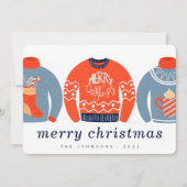 Modern minimalistisch Chic Ugly Gebreet Sweater Feestdagenkaart (Voorkant)