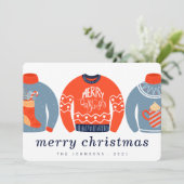 Modern minimalistisch Chic Ugly Gebreet Sweater Feestdagenkaart (Staand voorkant)