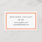 Modern minimalistisch chique Sinaasappel Visitekaartje (Achterkant)