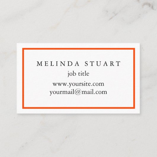 Modern minimalistisch chique Sinaasappel Visitekaartje (Achterkant)