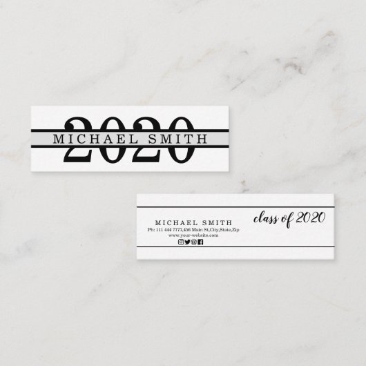 Modern Minimalistisch Classic Insert Kaart Afstude Mini Visitekaartje (Voorkant / Achterkant)