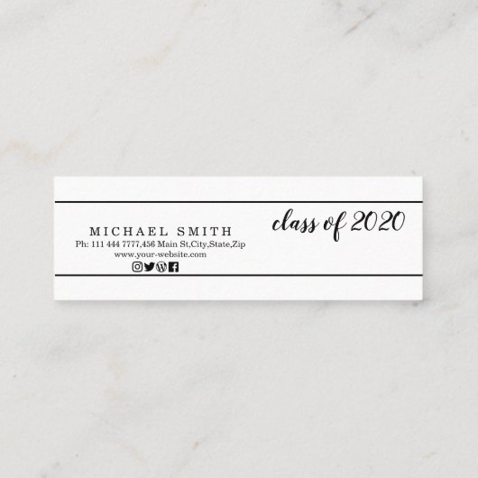 Modern Minimalistisch Classic Insert Kaart Afstude Mini Visitekaartje (Achterkant)