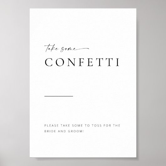 Modern minimalistisch Confetti voor weduwschap met Poster (Voorkant)
