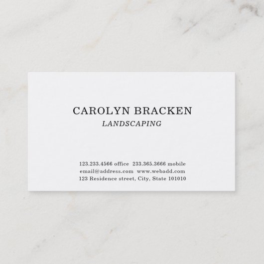 Modern minimalistisch creatief Plant | Landschapso Visitekaartje (Achterkant)
