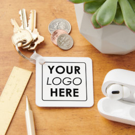 Modern Minimalistisch Custom Business Logo Wit Zwa Sleutelhanger