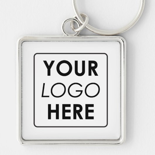 Modern Minimalistisch Custom Business Logo Wit Zwa Sleutelhanger (Voorkant)