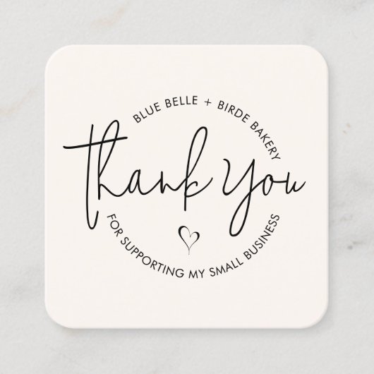 Modern minimalistisch dank aan kleine bedrijven |  vierkante visitekaartje (Voorkant)