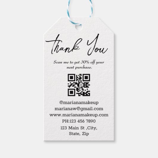 modern minimalistisch dank voor zakelijke qr - cod cadeaulabel (Voorkant)