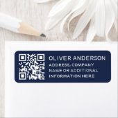 Modern Minimalistisch Deep Blue QR Code Retouradre Etiket (Insitu)