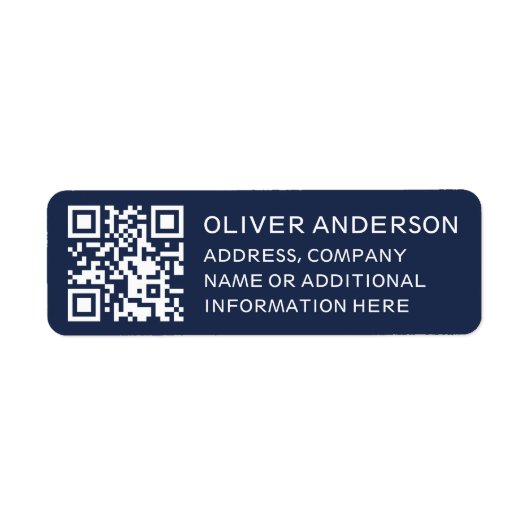 Modern Minimalistisch Deep Blue QR Code Retouradre Etiket (Voorkant)