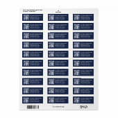 Modern Minimalistisch Deep Blue QR Code Retouradre Etiket (Full Sheet)