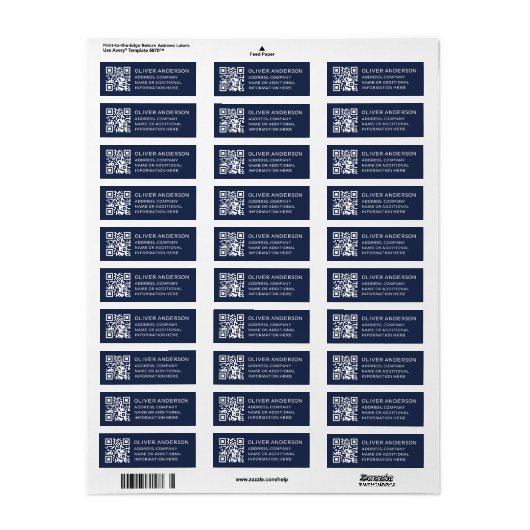 Modern Minimalistisch Deep Blue QR Code Retouradre Etiket (Full Sheet)