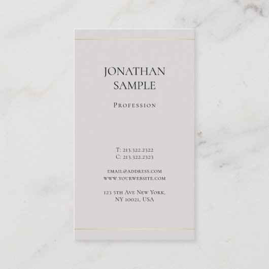 Modern minimalistisch design elegant Plain Visitekaartje (Achterkant)