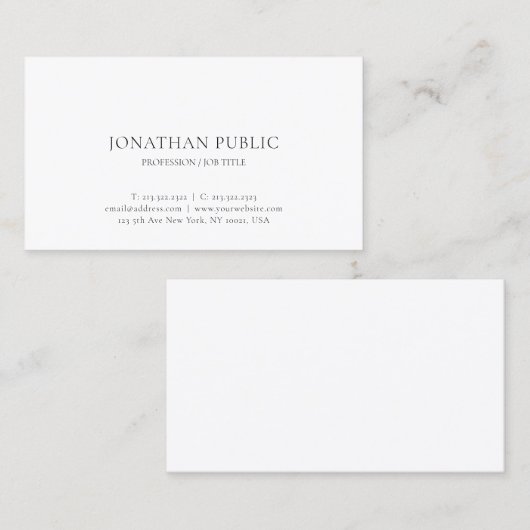 Modern minimalistisch design Elegante Sjabloon Een Visitekaartje (Voorkant / Achterkant)