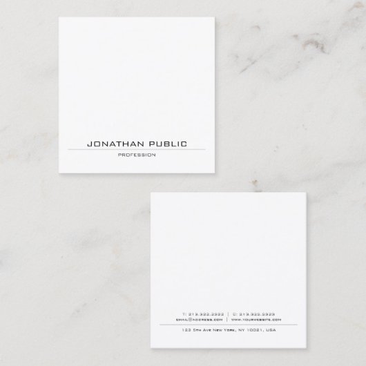 Modern minimalistisch design ellegant Plain Trendy Vierkante Visitekaartje (Voorkant / Achterkant)