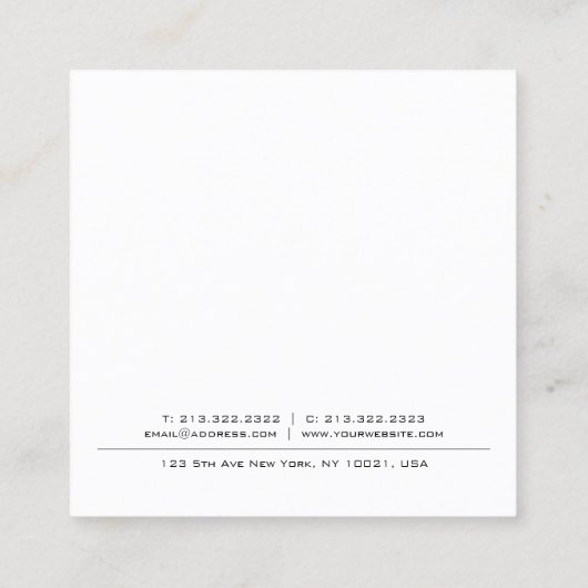 Modern minimalistisch design ellegant Plain Trendy Vierkante Visitekaartje (Achterkant)