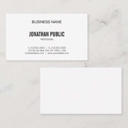Modern minimalistisch design ellegant Plain Trendy Visitekaartje (Voorkant / Achterkant)