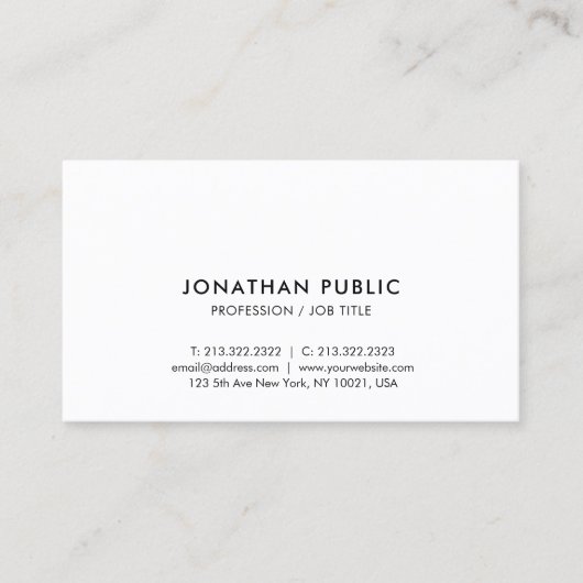 Modern minimalistisch design ellegant Professional Visitekaartje (Voorkant)