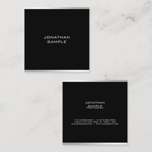 Modern minimalistisch design Professional Chic Sil Vierkante Visitekaartje (Voorkant / Achterkant)