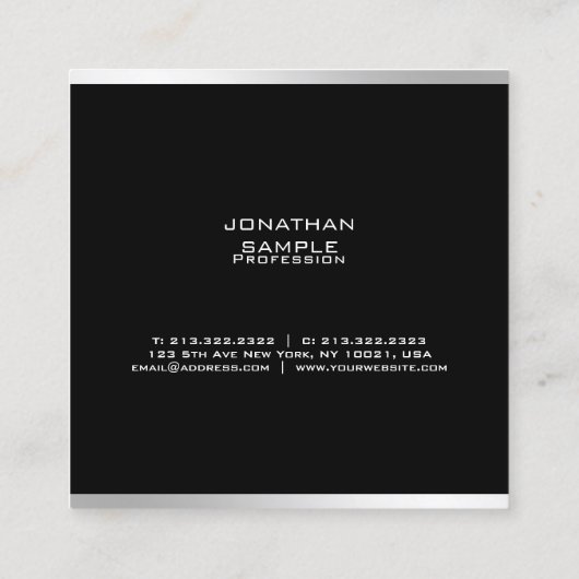 Modern minimalistisch design Professional Chic Sil Vierkante Visitekaartje (Achterkant)