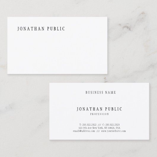 Modern minimalistisch design Sjabloon Elegant Plai Visitekaartje (Voorkant / Achterkant)