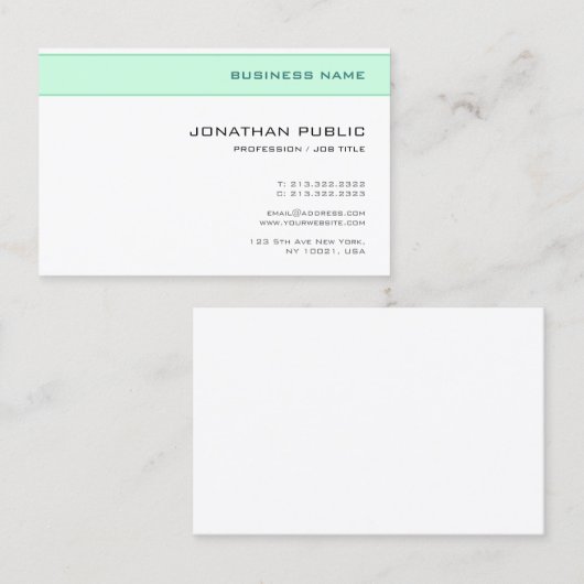 Modern minimalistisch design Trendy Elegant Mint G Visitekaartje (Voorkant / Achterkant)