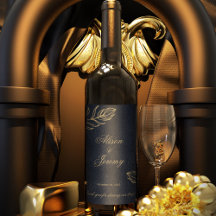 Modern minimalistisch diepblauw en gouden botanisc