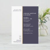 Modern minimalistisch diepblauw gouddiner kaart (Staand voorkant)