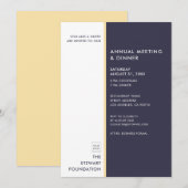 Modern minimalistisch diepblauw gouddiner kaart (Voorkant / Achterkant)