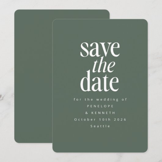 Modern minimalistisch donkergrijs eenvoudig elegan save the date (Voorkant / Achterkant)