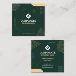 Modern Minimalistisch Donkergroen & Goud Zakelijk Vierkante Visitekaartje