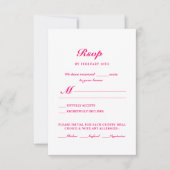 Modern minimalistisch donkerroze Oranje huwelijk RSVP Kaartje (Voorkant)