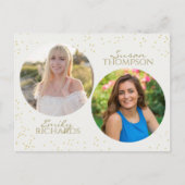 Modern minimalistisch Double Graduation Party Gold Briefkaart (Voorkant)