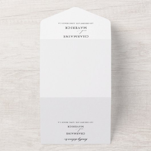 Modern minimalistisch Dreamweaver Script Photo Wed All In One Uitnodiging (Buitenkant)