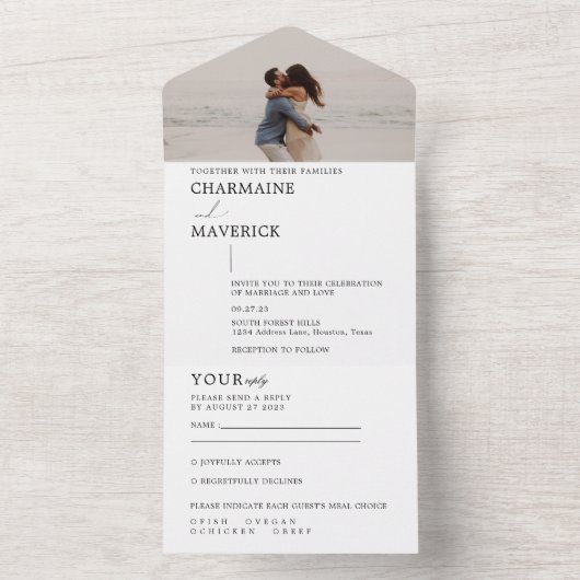 Modern minimalistisch Dreamweaver Script Photo Wed All In One Uitnodiging (Binnen)