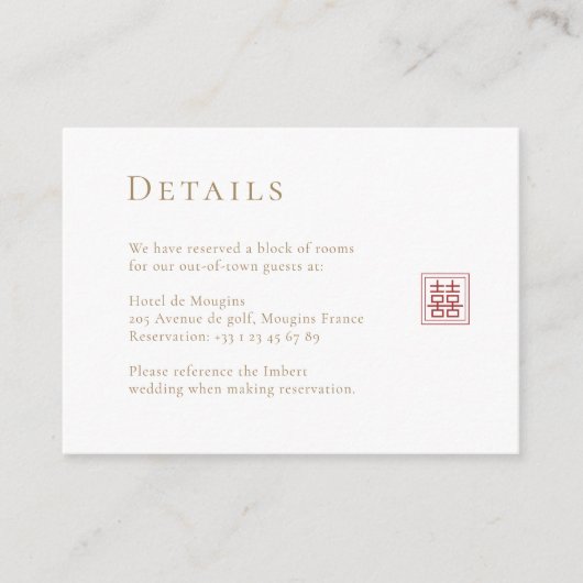 Modern minimalistisch dubbelgeluk Chinees huwelijk Informatiekaartje (Voorkant)