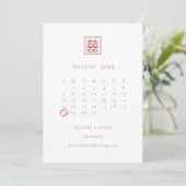 Modern minimalistisch dubbelgeluk Chinees huwelijk Save The Date (Staand voorkant)