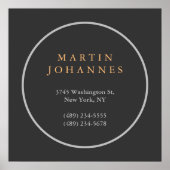 Modern Minimalistisch Duidelijk Elegant Grijs Naam Poster (Voorkant)