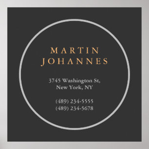 Modern Minimalistisch Duidelijk Elegant Grijs Naam Poster