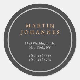 Modern Minimalistisch Duidelijk Elegant Grijs Naam Ronde Sticker