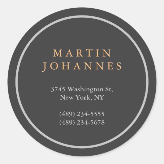 Modern Minimalistisch Duidelijk Elegant Grijs Naam Ronde Sticker (Voorkant)